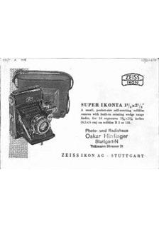 Zeiss Ikon Super Ikonta 2 manual. Camera Instructions.